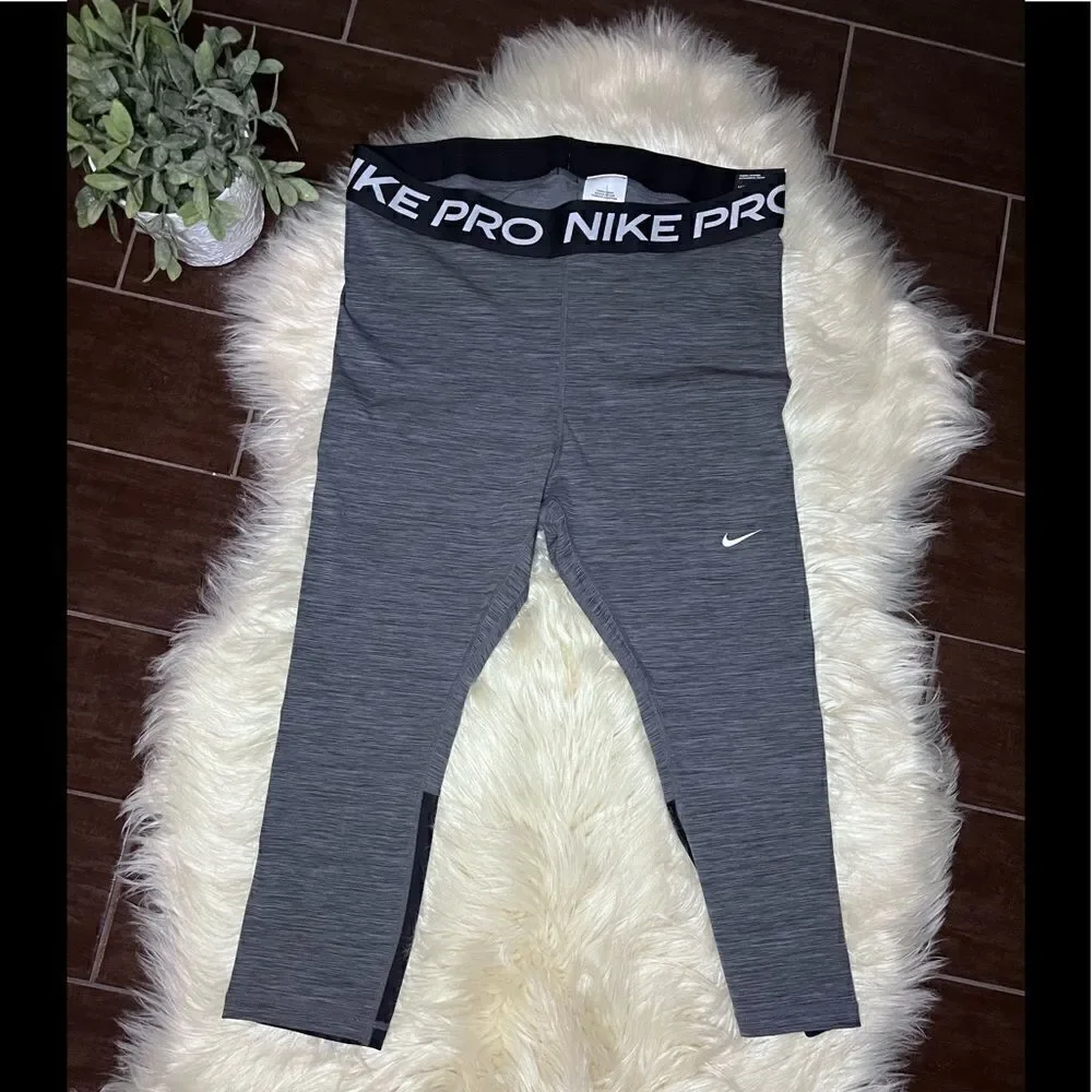 Nike Pro dri-fit heathered grey high rise crop length leggings sz 1X